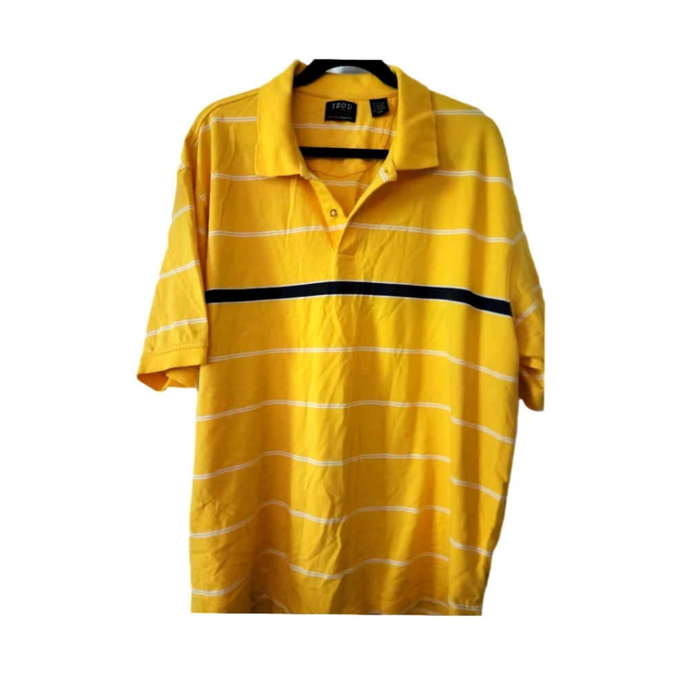IZOD Cool-FX Yellow Striped Polo Shirt